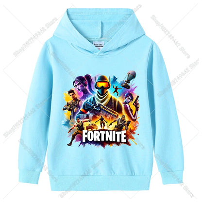 Lasten Fortnite-huppari syksyyn, ohut hupullinen collegepaita pojille ja tytöille, pitkähihainen pusero, urheilu- ja vapaa-ajan lastenvaate
