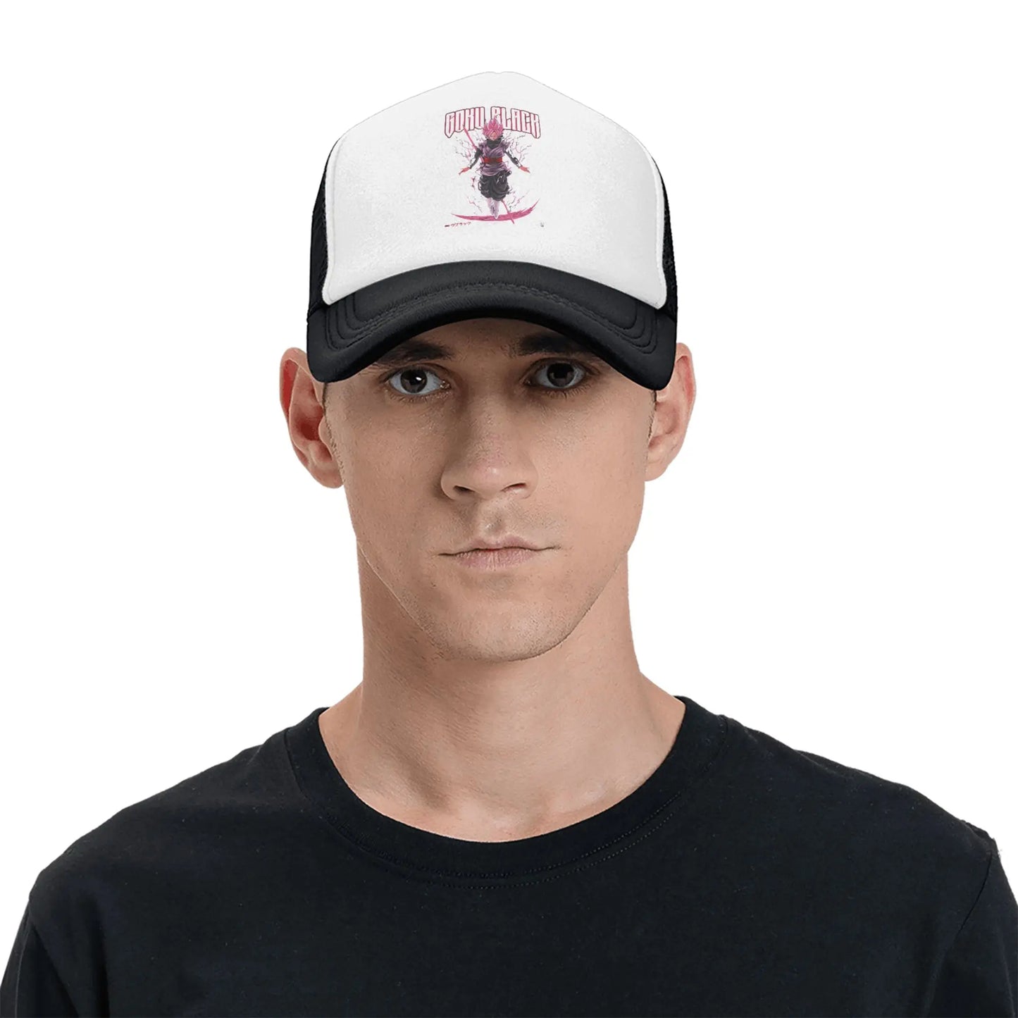 Produit gaming premium Fraquane, Dragon Ball Black Goku Trucker Cap Men Women Hat Sun Hat Sports Cap Adjustable Polyester Mesh Baseball Cap Summer, équipement gamer