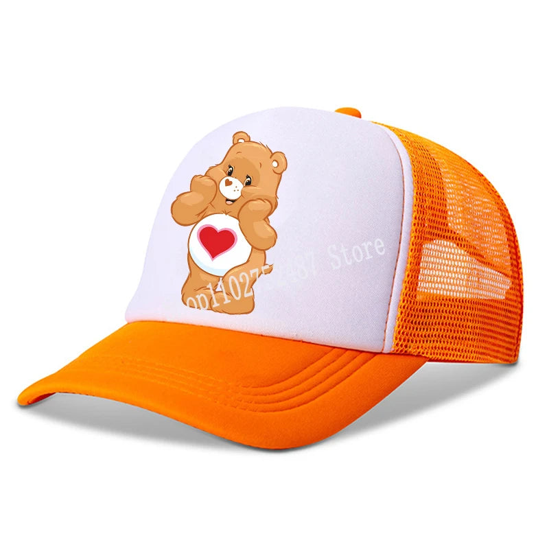 Anime Care Bears baseballová čepice pro dívky a ženy, nová outdoorová sportovní sluneční čepice, letní prodyšná síťovaná sluneční čepice, dětská i dospělá pokrývka hlavy, dárek
