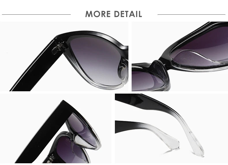 Retro-mode Cat Eye-solglasögon för kvinnor, märkesglasögon, gradientlinser, enkel design med breda ben, unisex, Cateye-modell för kvinnor, UV400