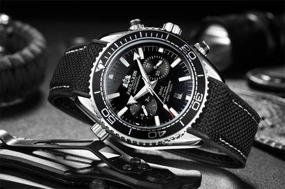 PAULAREIS P Luxury Men Automatic Self Wind Mechanical Watch for Men Rubber Strap Waterproof Luminous Date Fashion Mens Watches