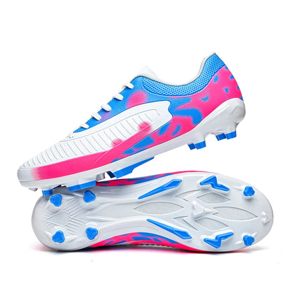 Chaussures de football Shock Cushion AG FG avec semelle extérieure épaisse en PU textile et TPU, réduisent la fatigue des pieds lors d'entraînements prolongés sur gazon naturel.