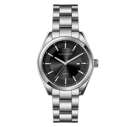 Relógio de quartzo HANNAH MARTIN, 40 mm, para homem, bracelete em aço inoxidável preto, resistente à água até 3 bar, estilo desportivo-chique