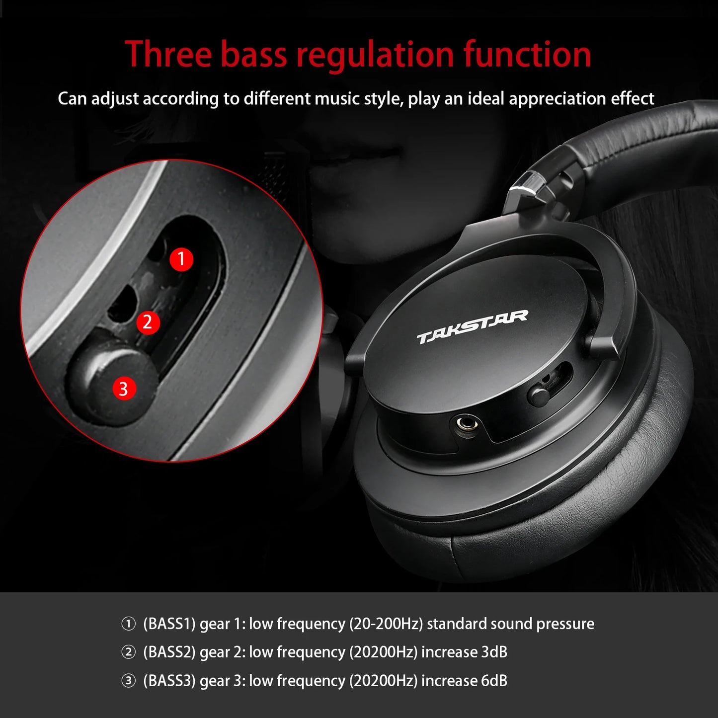 Takstar PRO82 / pro 82 Professional Monitor Headphones HIFI Headset for Stereo PC Recording and Game,Bass Adjustable