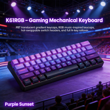 K61 Wired Portable Mechanical Keyboard, Phantom RGB Colorful, Gaming-grade Response, Ergonomic Design, Gaming Office Usable