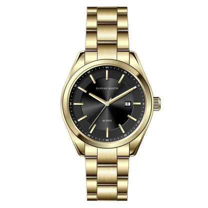 Relógio de quartzo HANNAH MARTIN, 40 mm, para homem, bracelete em aço inoxidável preto, resistente à água até 3 bar, estilo desportivo-chique