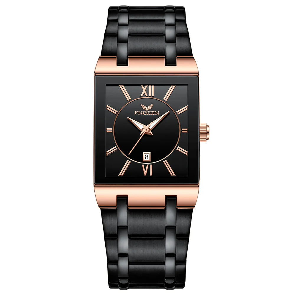Relógio de pulso de luxo BINBOND com mecanismo de quartzo preciso para homem, luminoso, à prova de água, data automática, em aço inoxidável resistente, estilo casual.