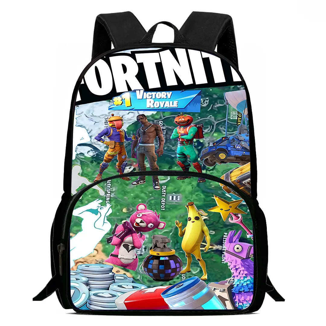 Kinder-Rucksack-Set im angesagten Gaming-Design mit Lunchbag und Federmäppchen, große Kapazität, Schultaschen für Jungen und Mädchen, ideales Geschenk F-FortniteS