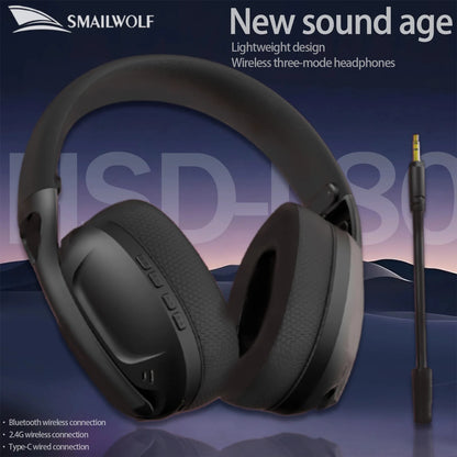 SMAILWOLF L80 Bluetooth wireless three-mode gaming headset, lightweight 185g plug-in microphone e-sports gaming headset
