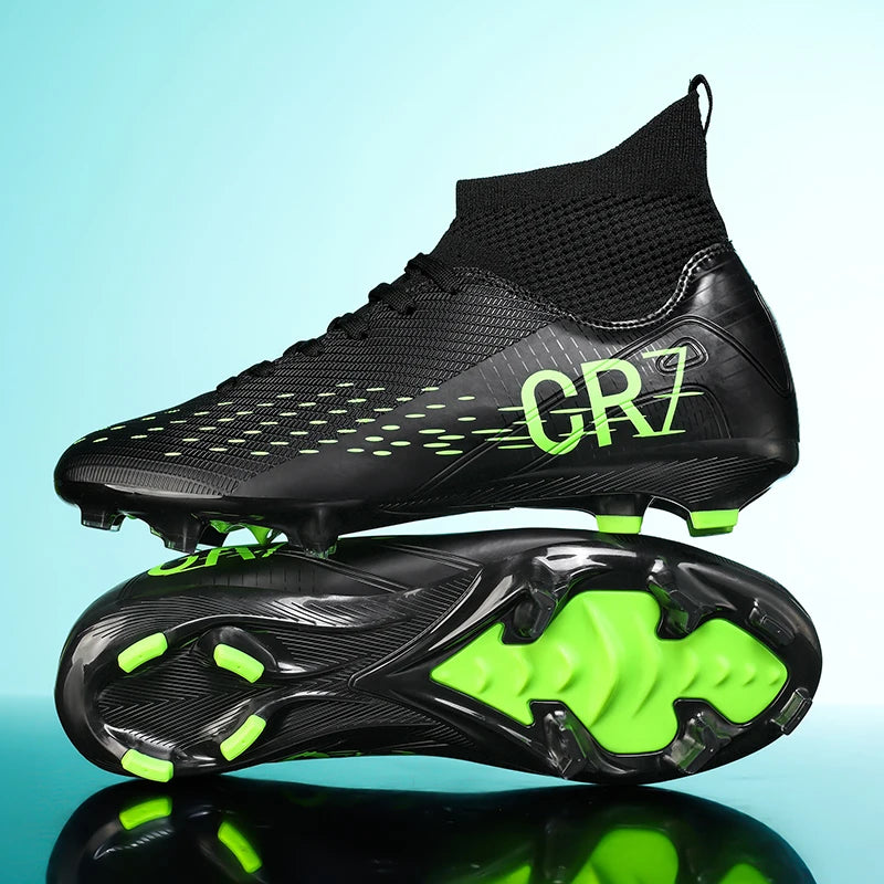 Chaussures de football professionnelles pour hommes/femmes, antidérapantes, à crampons FG, respirantes, chaussures d'entraînement à tige haute