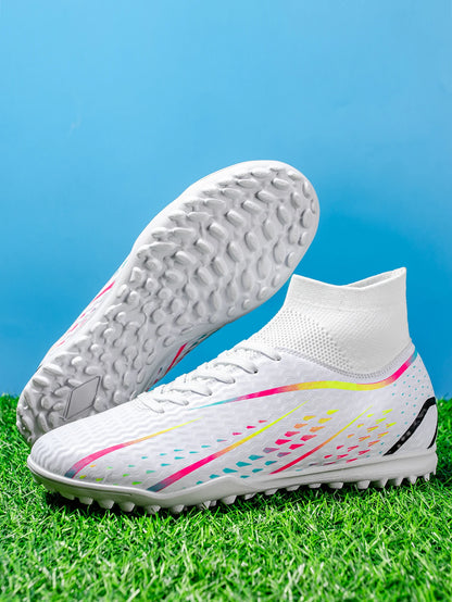 Chaussures de football TF professionnelles pour hommes, femmes et enfants, en PU + tissu respirant, semelle en caoutchouc résistante à l'usure