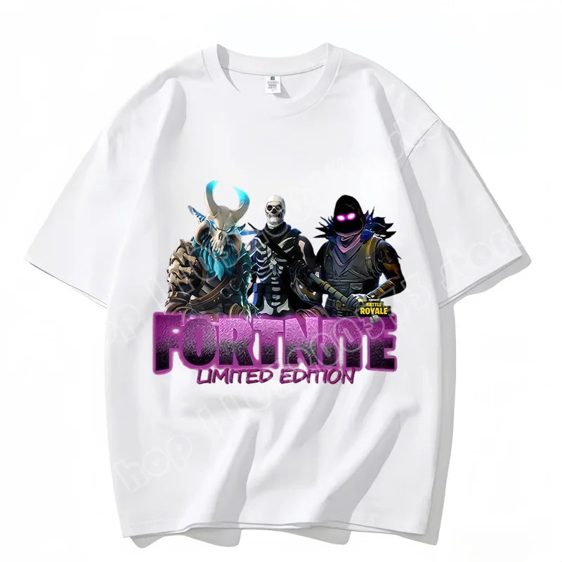 Fortnite Rundhals-T-Shirt für Erwachsene, unisex, Gaming-Dance-Mode, neu, aus reiner Baumwolle, kurzärmeliges Oberteil, perfekt für Freizeit und Urlaub