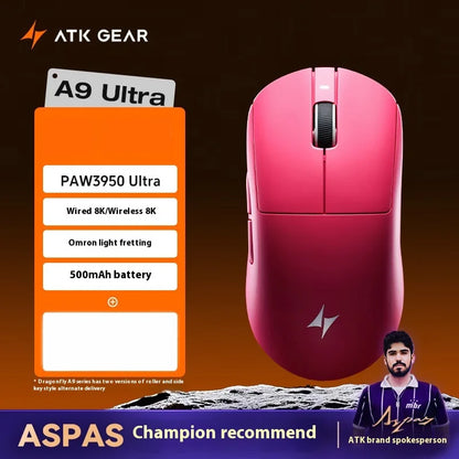 ATK A9 Ultra Wireless Gaming Mouse Tri Mode 8K 53g Lightweight A9/A9 SE/A9 Plus/A9 Pro Gaming Mouse E-sports PC Customized Gift