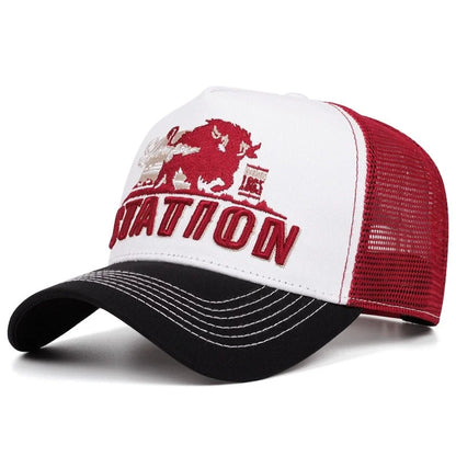 Hot Sale Unisex Baseball Cap Classic STATION Letter Pattern Mesh Cap Men And Women Breathable Streetwear Summer Trucker Hat