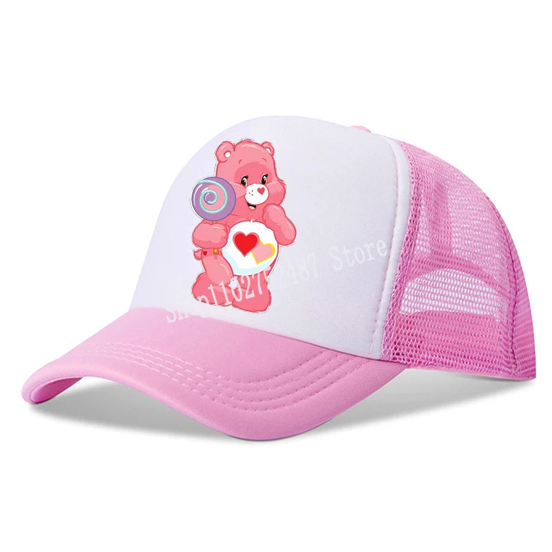 Anime Care Bears baseballová čepice pro dívky a ženy, nová outdoorová sportovní sluneční čepice, letní prodyšná síťovaná sluneční čepice, dětská i dospělá pokrývka hlavy, dárek