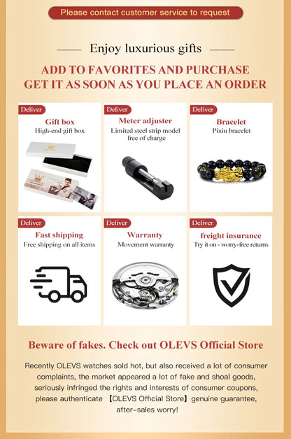 OLEVS Men's Watches Original Multifunctional Wlectronic Watch for Man Waterproof Luminous Alarm Clock Fashion Dress