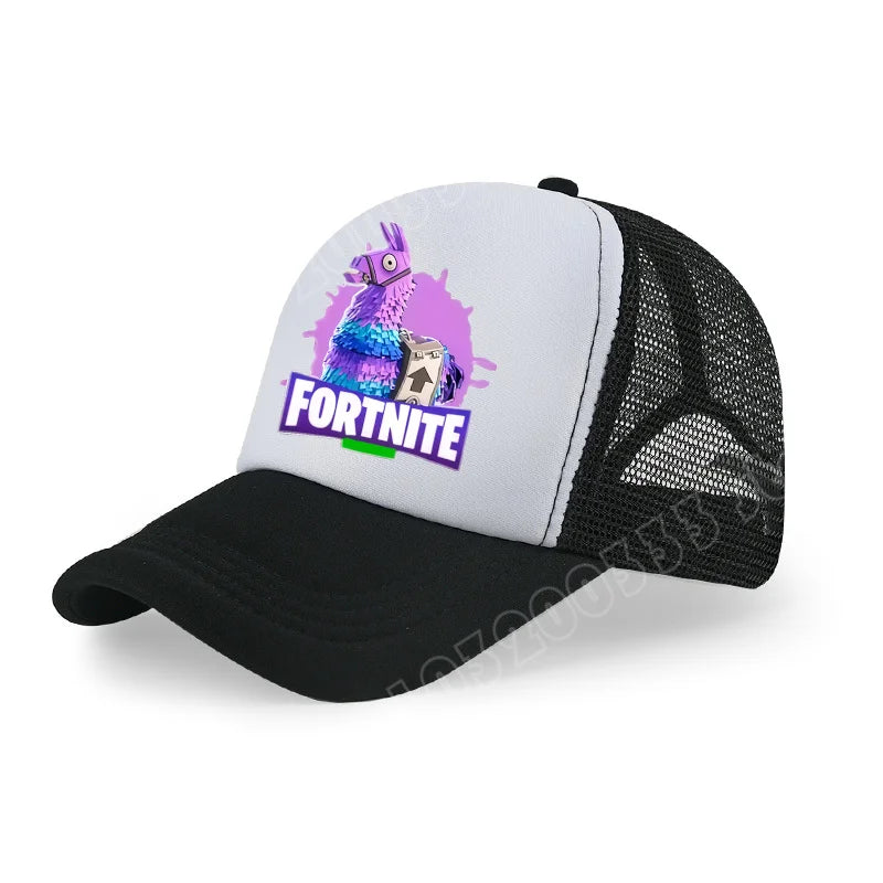 Dětská letní kšiltovka Fortnite s potiskem ve stylu kreslené hry, prodyšná síťovina, nastavitelná čepice s kšiltem, dárek k narozeninám pro děti