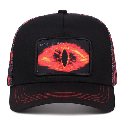 Casquette de baseball graffiti « Œil de Sauron », casquette en maille hip-hop, casquette de camionneur