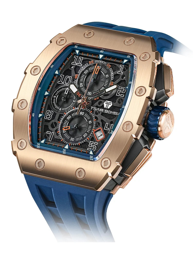 Orologio da uomo TSAR BOMBA New TB8204, cronografo al quarzo giapponese, impermeabile 50M, stile sportivo fashion, orologio da polso di lusso, regalo da uomo