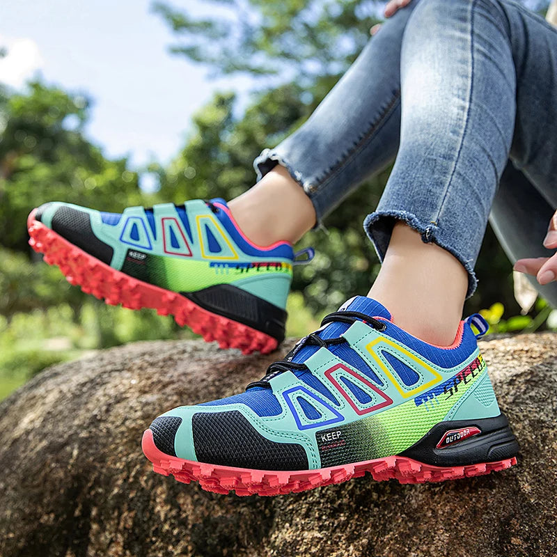 Scarpe da trekking da donna per attività outdoor, scarpe sportive da escursionismo, scarpe tattiche da caccia antiscivolo, scarpe da arrampicata traspiranti con lacci, ciclismo