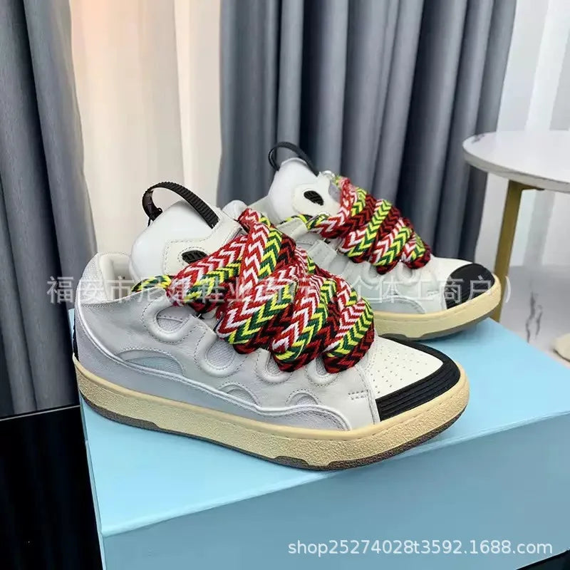 Comfortable High Heel Skate Shoes Thick-Soled Casual Sporty Dad Bag Shoes Vietnamese Cambodian New Style Knot-Tied Slip-On