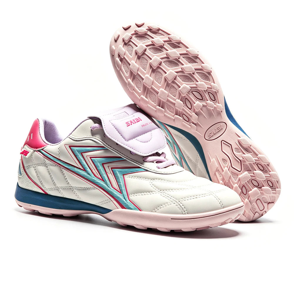 Chaussures de football TF pour adultes, semelle extérieure en caoutchouc flexible, tige en PU souple, chaussures pratiques pour l'entraînement quotidien de football.
