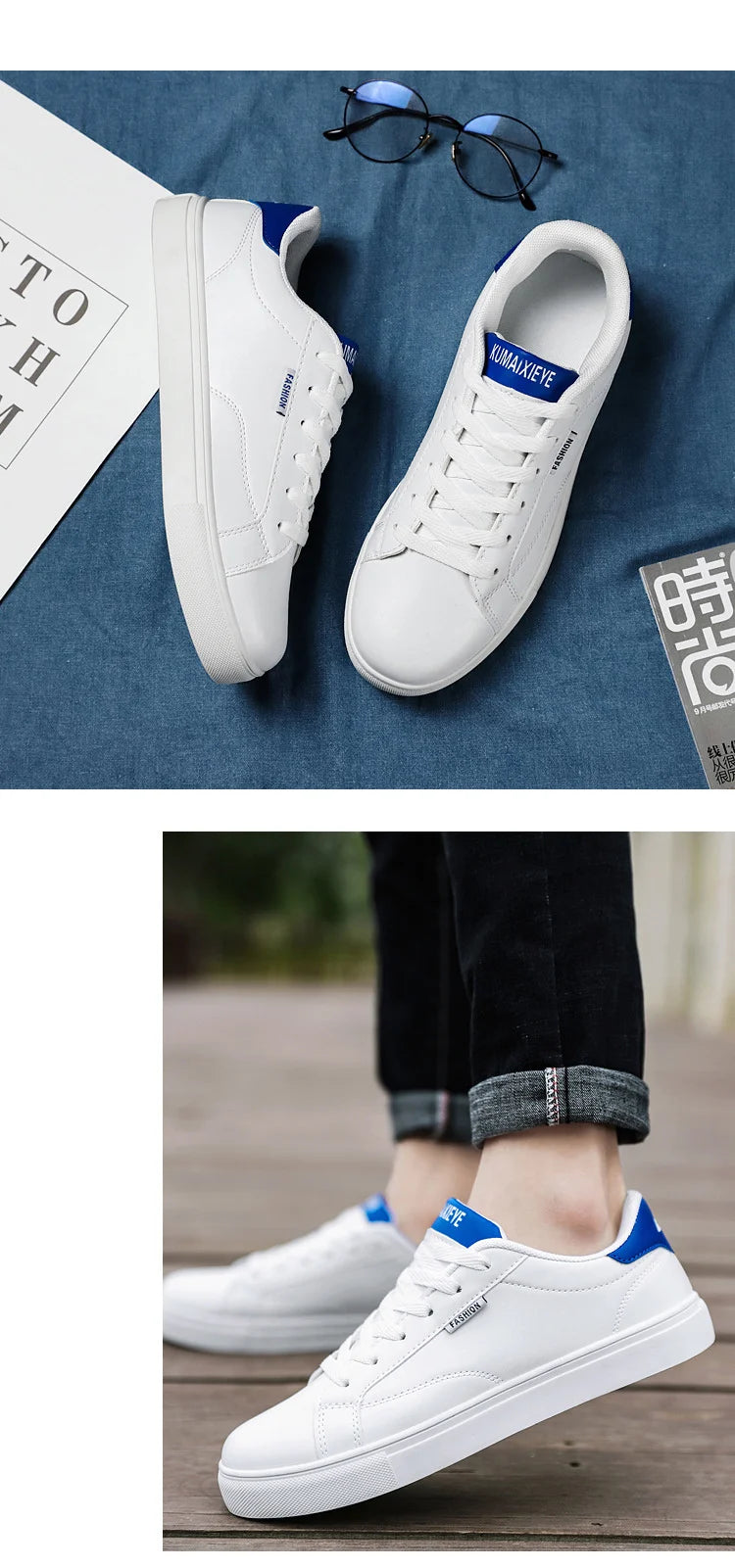 Men's Casual Skateboarding Shoes White Shoes Outdoors Leisure Sneakers Breathable Walking Shoes Flat Shoes Chaussure Homme 39-48