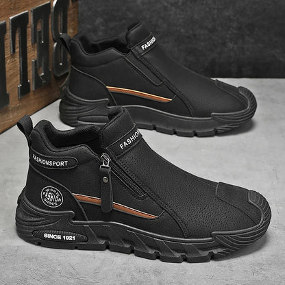 Pánské kotníkové tenisky na zip | Neformální protiskluzová pracovní obuv | Módní pohodlná vycházková obuv pro muže