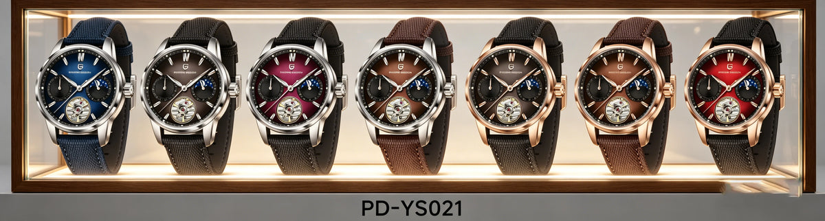 PAGANI DESIGN – Montre mécanique de luxe pour homme, 41 mm, verre saphir, bracelet en cuir, étanche, style pilote, avec tourbillon et phase de lune