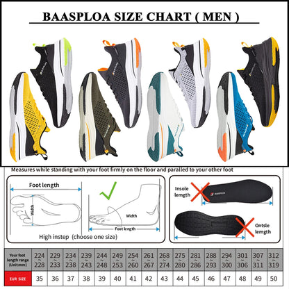 Zapatillas de running ligeras Baasploa para hombre, cómodas zapatillas casuales de diseñador en malla con cordones para hombre, deportivas de exterior y tenis