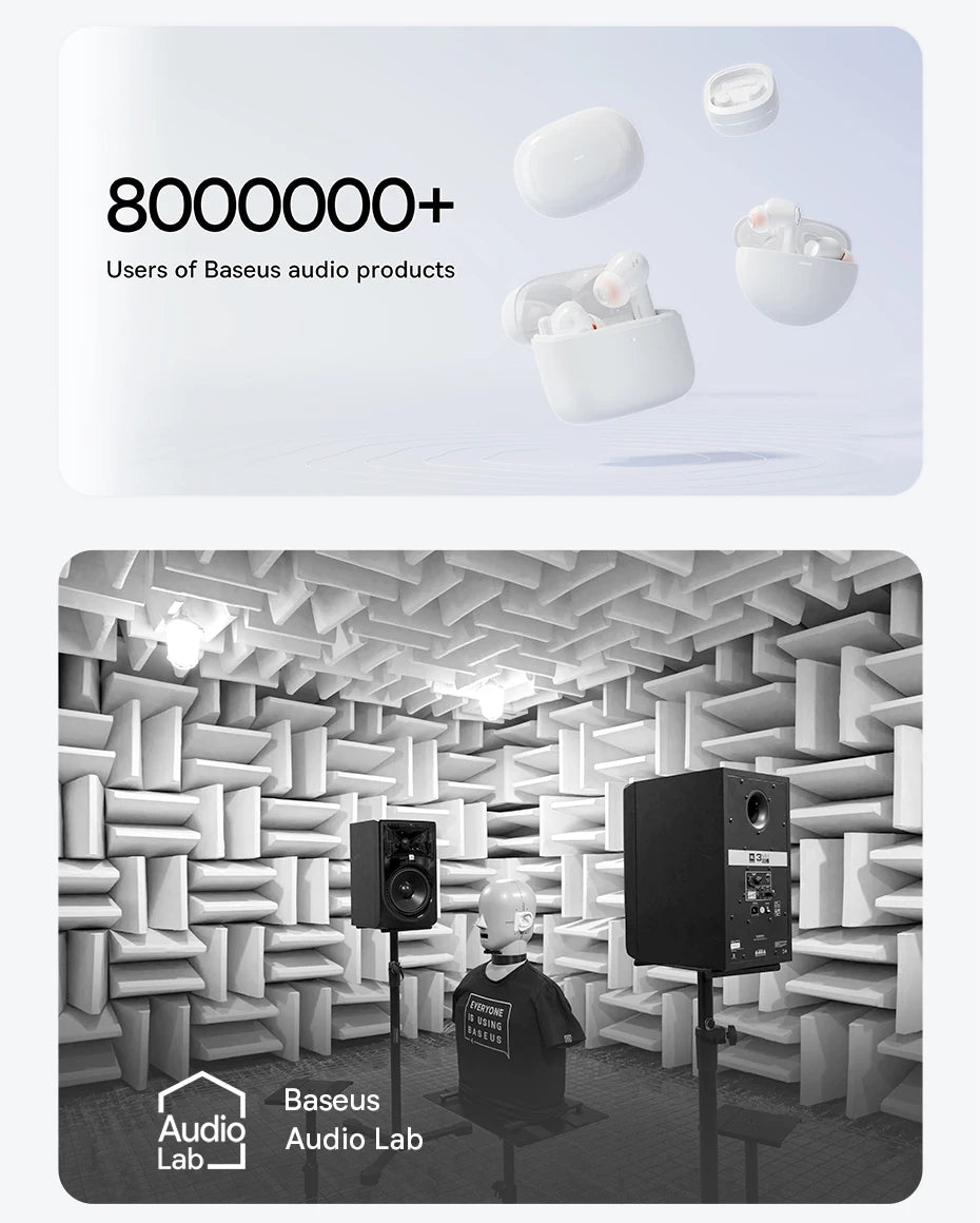 Baseus Bass EP10/BP1 NC -43dB Noise Cancelling ANC True Wireless Earbuds Bluetooth 6.0 In-Ear Wireless Earphones 4-Mics Ear buds