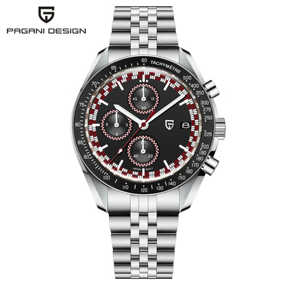 PAGANI DESIGN Top Luxury Men's Quartz Watch Business Elite VK67 Stainless Steel Sapphire Glass 100m Dive Calendar Luminous Watch