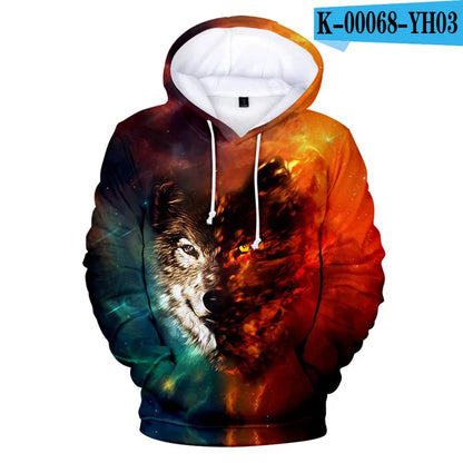 Cool Space Galaxy Wolf Hoodie Hoodies Men Bright Wolf Fashion Handsome Wolf Hoodies Spring Autumn Pullovers Sweatshirts Sweat