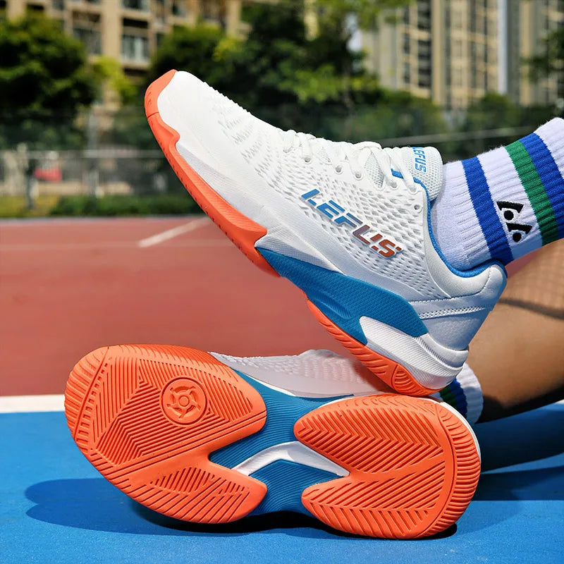 Men Women's Large Sizes Breathable Tennis Shoes Blue and Gray Gym Walking Badminton Sneakers