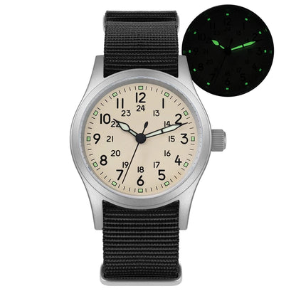 Militado ML05 Vintage Watch VH31 Sweep Second Movement Domed Sapphire Crystal With High Clear AR Coating Luminous 38mm Watches
