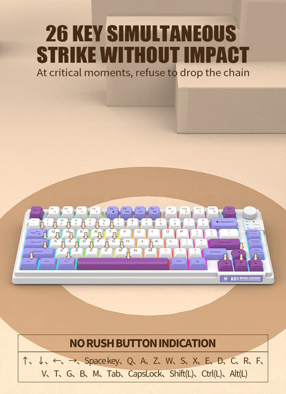 Keyboard K81 Gaming Keyboard 81 Key 80% Layout Spanish Russian Korean Arabic Keyboard USB Wired RGB Light Volume Knob Ergonomics