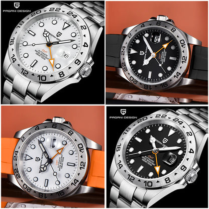 Pagani Design 2026 New Men's Diver Watch 42mm Sapphire Automatic Mechanical GMT Watch 100m Waterproof PD1682