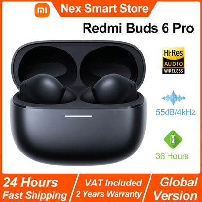 Xiaomi Redmi Buds 6 Pro Wireless Bluetooth Earphone, Hi-Res Audio with LDAC,Up to 55dB Active Noise Cancelling Wireless Earphone