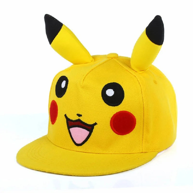 Cartoon Pikachu Cosplay Baseball Hat with Ears Cute Pokemon Baseball Cap for Adults Kids Costume Party Gift