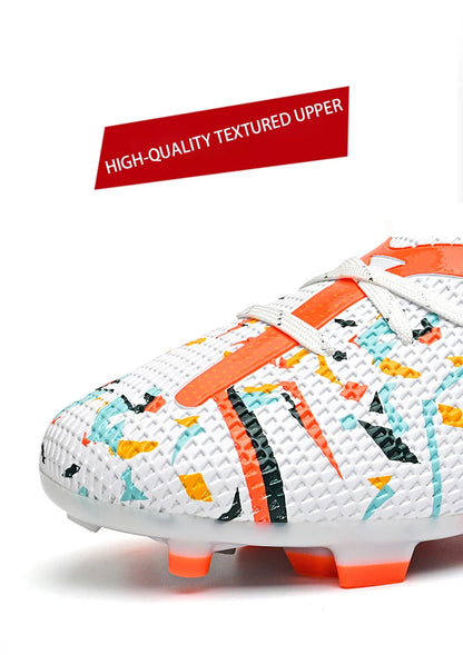 Botas de fútbol LiXingMing para hombre, blancas, profesionales, de caña alta, tacos de fútbol society, calzado de fútbol antideslizante para partido y entrenamiento