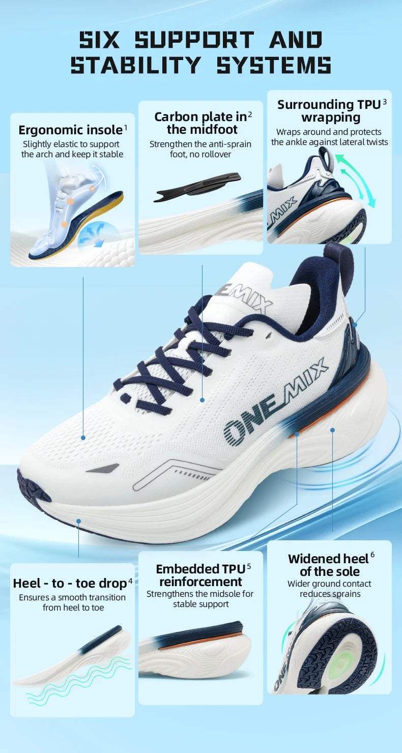 Scarpe da jogging e running ONEMIX Bumper Max unisex, sneaker leggere da strada resistenti all’usura, scarpe sportive fashion per il fitness