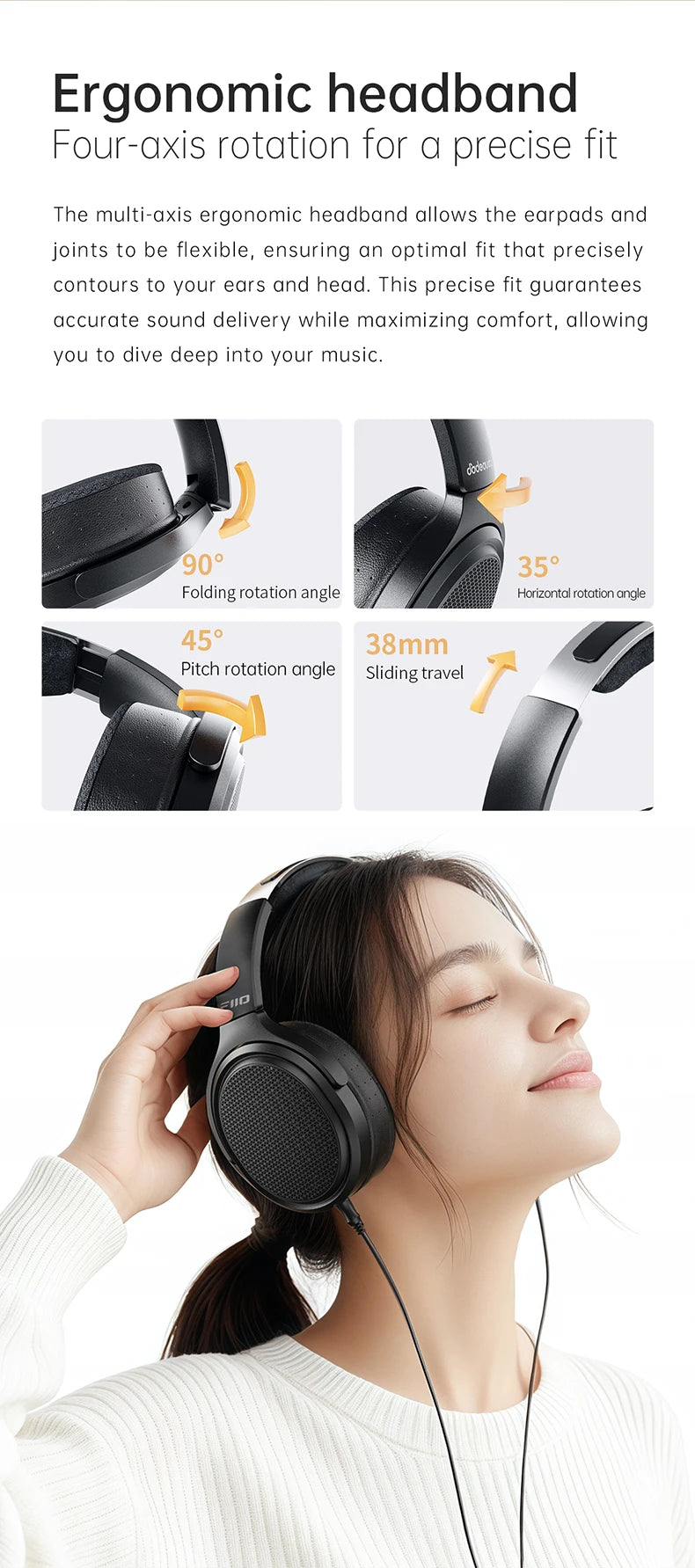 FiiO JT7 Over-Ear Planar Magnetic Audiophile Headphones with 95x86mm Planar Driver design,Adjustable Headband,4.4mm/3.5mm Cable