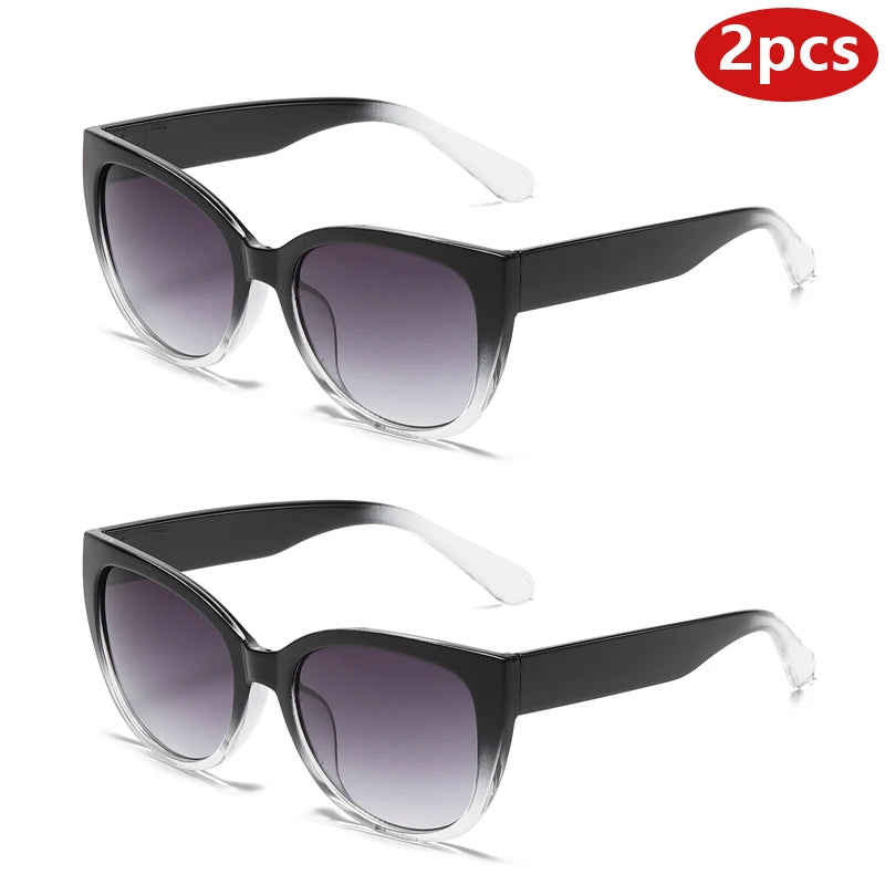 Retro-mode Cat Eye-solglasögon för kvinnor, märkesglasögon, gradientlinser, enkel design med breda ben, unisex, Cateye-modell för kvinnor, UV400