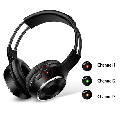 RF Silent Disco Foldable Wireless Headphones Bundle (3 Pcs with 1 Transmitter in 500m) --House Party TV Dancing