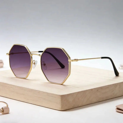 Luxury Square Sunglasses Man Woman Fashion Small Frame Polygon Sun Glasses Metal Vintage Retro Brand Octagon Gafas De Sol UV400