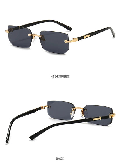 Mode Rimless Solglasögon Män Kvinnor Populära Ramlösa Solglasögon Man Kvinna Klassiska Små Fyrkantiga Sommar Resesolglasögon