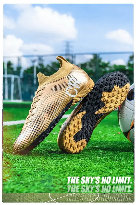 Kids Anti-Collision Toe Football Boots Lace-Up Closure Short Non-Slip Studs Wearproof Breathable Outdoor Grass Game Shoes
