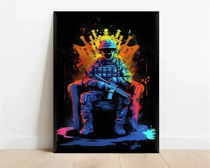 Pop-Neon-Poster mit Videospiel-Charakter, Gamepad, Kopfhörern, Fußball und Basketball – Leinwanddruck, Wandkunst-Dekor für das Gaming-Zimmer