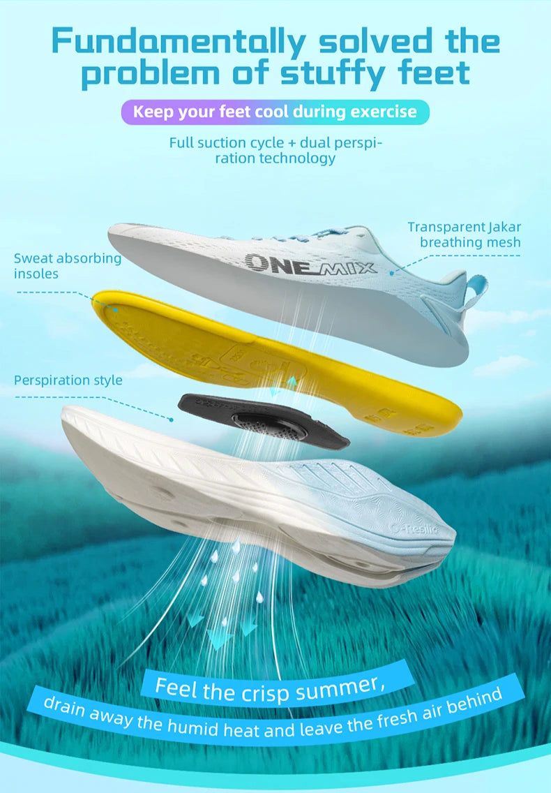 ONEMIX casual hardloopschoenen, ademende zomer-joggingschoenen voor heren, lichte gymschoenen voor dames, outdoor sportschoenen voor heren met demping