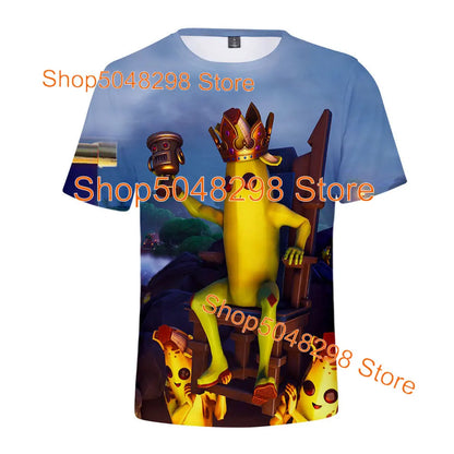 Bushranger Fortnite T-Shirt für Kinder, 3D-Print Banana Peely T-Shirt für Herren und Damen, Tee im Battle-Royale-Game-Design, Sommer-Top, Geburtstagsgeschenke